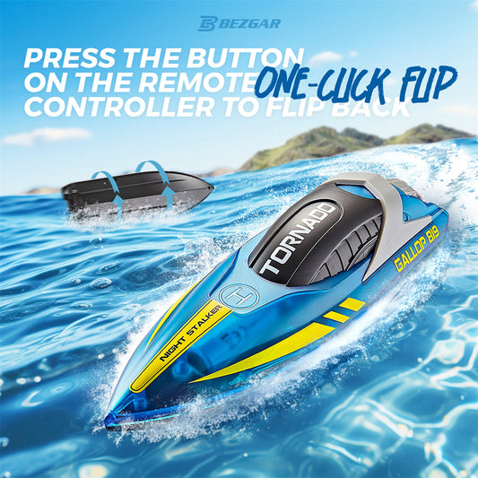 Bateau télécommandé de 10 pouces avec coque transparente et lumière LED
