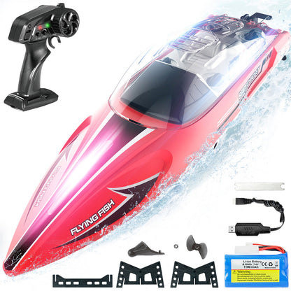 Bateau RC de 14 pouces pour lacs et piscines avec coque transparente (25 km/h)