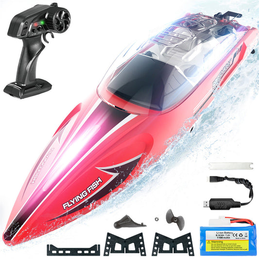 Bateau RC de 14 pouces pour lacs et piscines avec coque transparente (25 km/h)