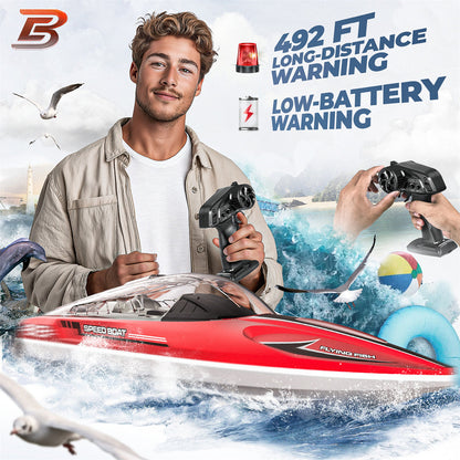 Bateau RC de 14 pouces pour lacs et piscines avec coque transparente (25 km/h)