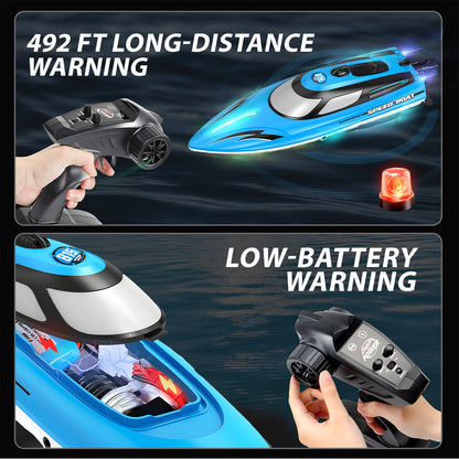 Bateau Télécommandé de 14 pouces avec LED pour Enfants et Adultes (25 KM/H)