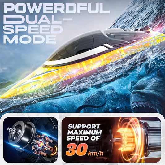 Bateau télécommandé large de 16 pouces avec une portée de 320 pieds (30 km/h)